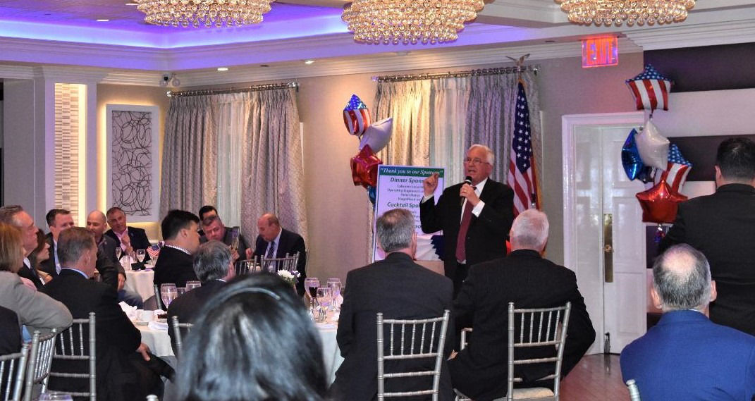 John M. Kennedy, Candidate for Suffolk County Executive, speaks to supporters and sponsors at his campaign kickoff event at Watermill Caterers in Smithtown on May 13.